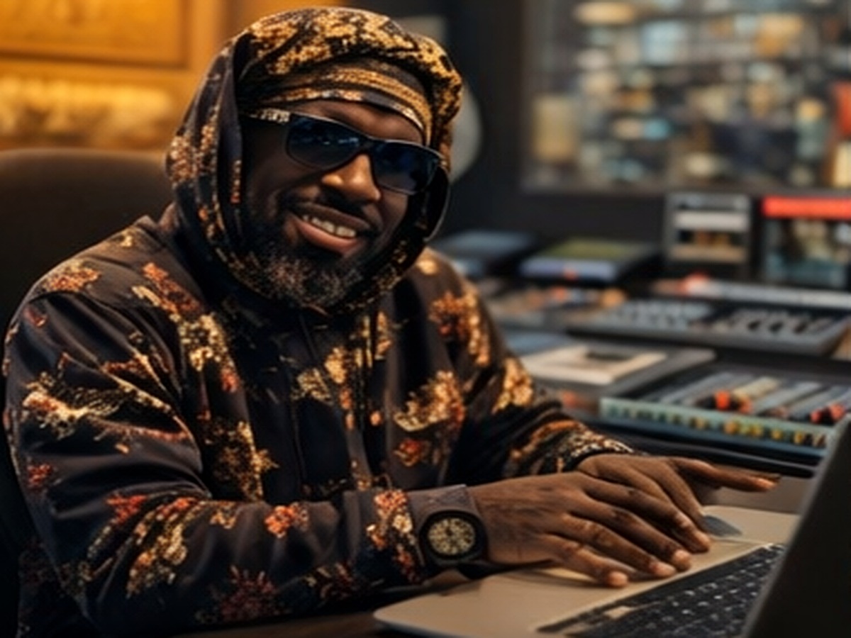 AI-assisted editorial image of Yasheen Vickers smiling in a studio environment.